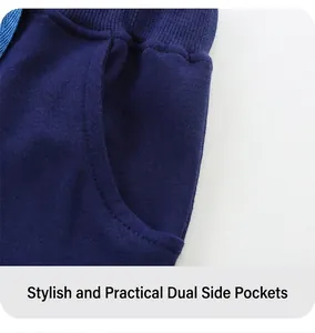 Vue détaillée du short en coton pour garçon avec taille élastique et poches