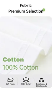 Detail of 100% cotton fabric with high-quality stitching on white boys' t-shirt