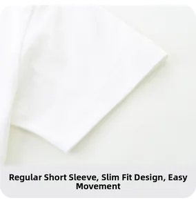 Detail of white cotton boy's t-shirt sleeve with clean double-needle flat stitching