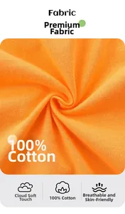 Gros plan détaillé du tissu 100% coton orange montrant la maille douce et la respirabilité