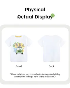 Front and back view of kids safari t-shirt featuring elephant and giraffe cartoon print