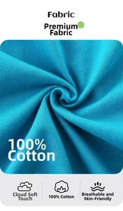 Close-up of 100% cotton blue knit fabric showing soft texture and breathable skin-friendly quality