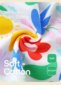 Gros plan sur un tissu 100% coton doux avec imprimés floraux et texture très souple