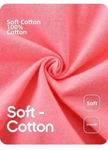 Close-up of pink 100% cotton knit fabric showing soft texture and premium material quality