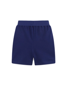 Classic navy blue knitted cotton sports shorts for boys with elastic ribbed waistband