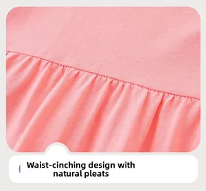 Close-up of waistline detail with natural 3D pleats on pink cotton knit dress