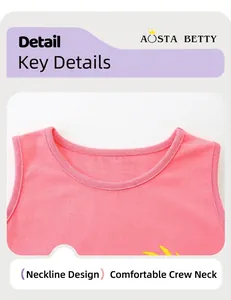Detail of pink cotton knit girl's dress showing the comfortable round neckline and stitching