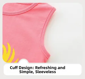 Close-up of pink cotton knit girls dress showing smooth seams and yellow flame print