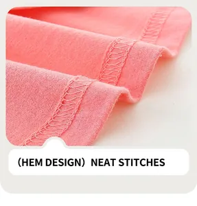Close-up of high-density cotton knit fabric and flat double-needle hem stitching detail