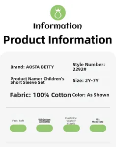 Detailed size chart and material specs for whale print cotton boys' summer set