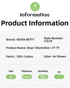 Detailed size chart and fabric specifications for boys' 100% cotton car print shorts