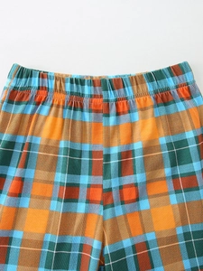 Classic English style plaid shorts for kids with a comfortable elastic waistband