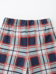Pantaloncini a quadri in cotone per bambino con vita elastica e dettagli cuciti