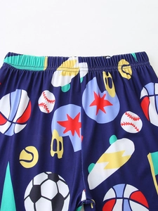 Ensemble pyjama enfant avec imprimé football et taille élastique aux motifs sportifs