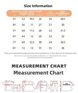Detailed size guide for girl sleeveless floral dress from 3Y to 8Y with measurements