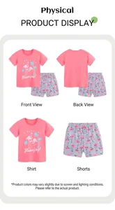 Detailansicht von Mädchen T-Shirt in Rosa und Shorts mit Flamingo-Print im Sommer-Set