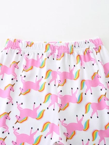Ensemble pyjama fille imprimé licorne avec taille élastique et tissu en maille douce