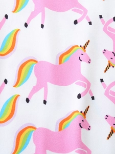 Ensemble pyjama filles à manches courtes avec imprimé licorne et maille douce