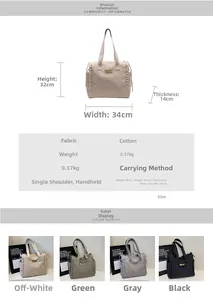 Guida alle dimensioni e opzioni colore per la borsa tote grande in tela larga 34 cm