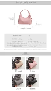 Detailed size specifications for minimalist hobo bag showing 24x17x10cm dimensions