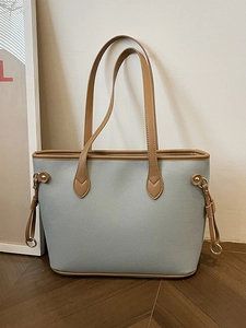 Large Capacity Tote Bag For Women Fashion Pebble Pattern PU Leather Shoulder Bag Contrast Color Commute Work Handbag
