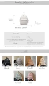 Detailed size chart for PU leather backpack showing 36cm height and 26cm width specs