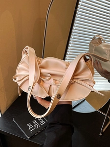 Borsa a Tracolla da Donna French Sweet Balletcore con Volant e Fiocco in Pelle PU a Mezzaluna Borsa a Spalla Versatile