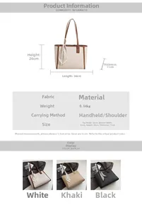 Detailed product dimensions and color comparison for the contrast canvas tote bag