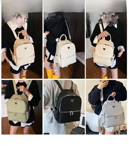 Vues multiples d'un sac à dos imprimé tendance avec logo métal et bretelles réglables
