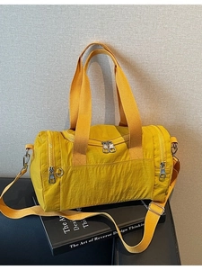 Women Trendy Canvas Shoulder Bag Solid Color Large Capacity Cylinder Travel Bag Fitness Gym Handbag Simple Boston Bag