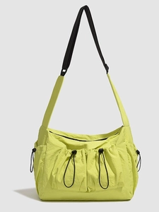 Women Large Capacity Nylon Crossbody Bag Water Repellent Utility Utility Shoulder Bag With Drawstring Pockets School Tote Bag
