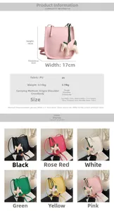 Detailed size chart and multi-color selection of small litchi grain PU bucket bags