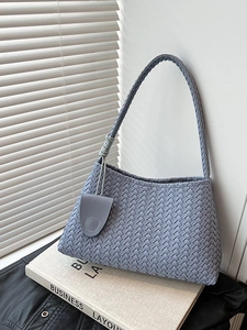 French Niche Woven Shoulder Bag For Women New Minimalist PU Leather Bucket Bag Handheld Underarm Bag Fashion Casual Daily Crossbody Purse