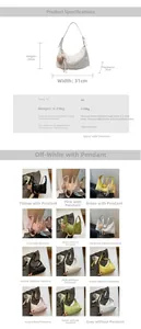 Detailed size specifications for minimalist PU leather hobo bag with dimensions and color options