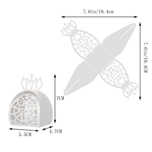 Laser cut white paper gift box with crown and cross hollow design and dimensions