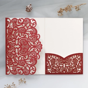 Elegant Laser Cut Wedding Invitations Glitter Specialty Paper Lace Hollow Invitation Cards With Envelopes And Inner Cards