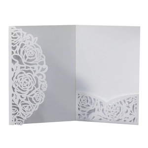 Elegant Laser Cut Rose Wedding Invitations Pearlescent Paper Greeting Card Shells For Engagement Anniversary Party Valentine