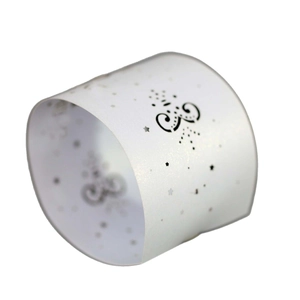 Laser-cut ivory pearl paper napkin ring with hollow star and floral patterns