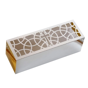 Silver mirror candy box with hollow cross design for weddings and religious ceremonies