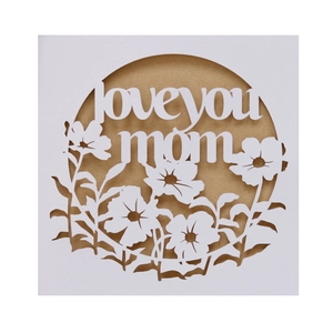 Carte de Vœux Fête des Mères Découpe Laser Love You Mom Papier Perlé Ajouré Invitation Florale Avec Enveloppe