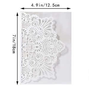 White laser cut invitation card with intricate lace mandala patterns 12.5x18cm