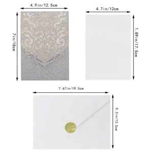Tableau des tailles pour kit d'invitation découpé au laser avec carte et enveloppe