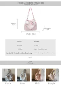 Tableau des tailles détaillé et comparaison de quatre couleurs pour sac en nylon rayé