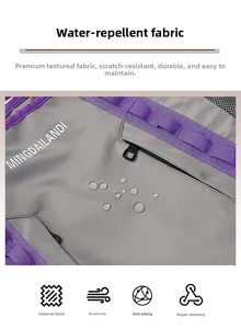 Water-repellent grey travel bag fabric with durable scratch-resistant and breathable texture