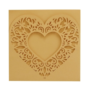 Laser-cut heart pattern greeting card with intricate hollow design on white background