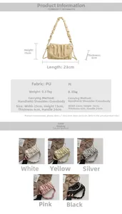 Guide des tailles détaillé et options de couleurs pour le sac nuage plissé à perles