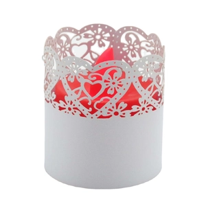 Laser Cut Heart Flower Hollow Out Candle Wrap Pearl Paper Lace Cover For Wedding Party Valentine Table Decoration