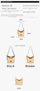 Detailed size guide and specifications for the woven PU leather shoulder bag