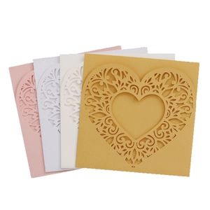Laser cut heart greeting cards in pink gold and cream colors for weddings and events