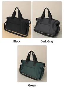 Trois sacs de voyage en noir, gris foncé et vert en tissu nylon durable et résistant